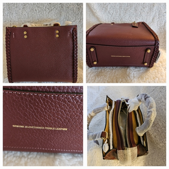 🎀Authentic Coach Rogue 20 With Braid. Pebble Leather Brass /Wine🌺 - Picture 10 of 16